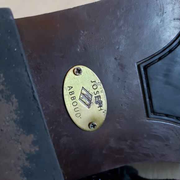 Joseph Abboud Shoes Wingtip Brogue Oxford Mens 11D Black Italian Leather Dress - Picture 12 of 13